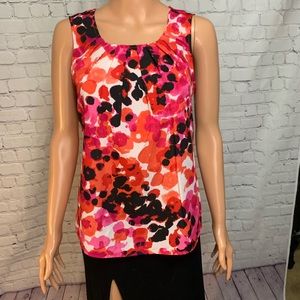 Kasper hot pink black orange Sleeveless blouse size xs